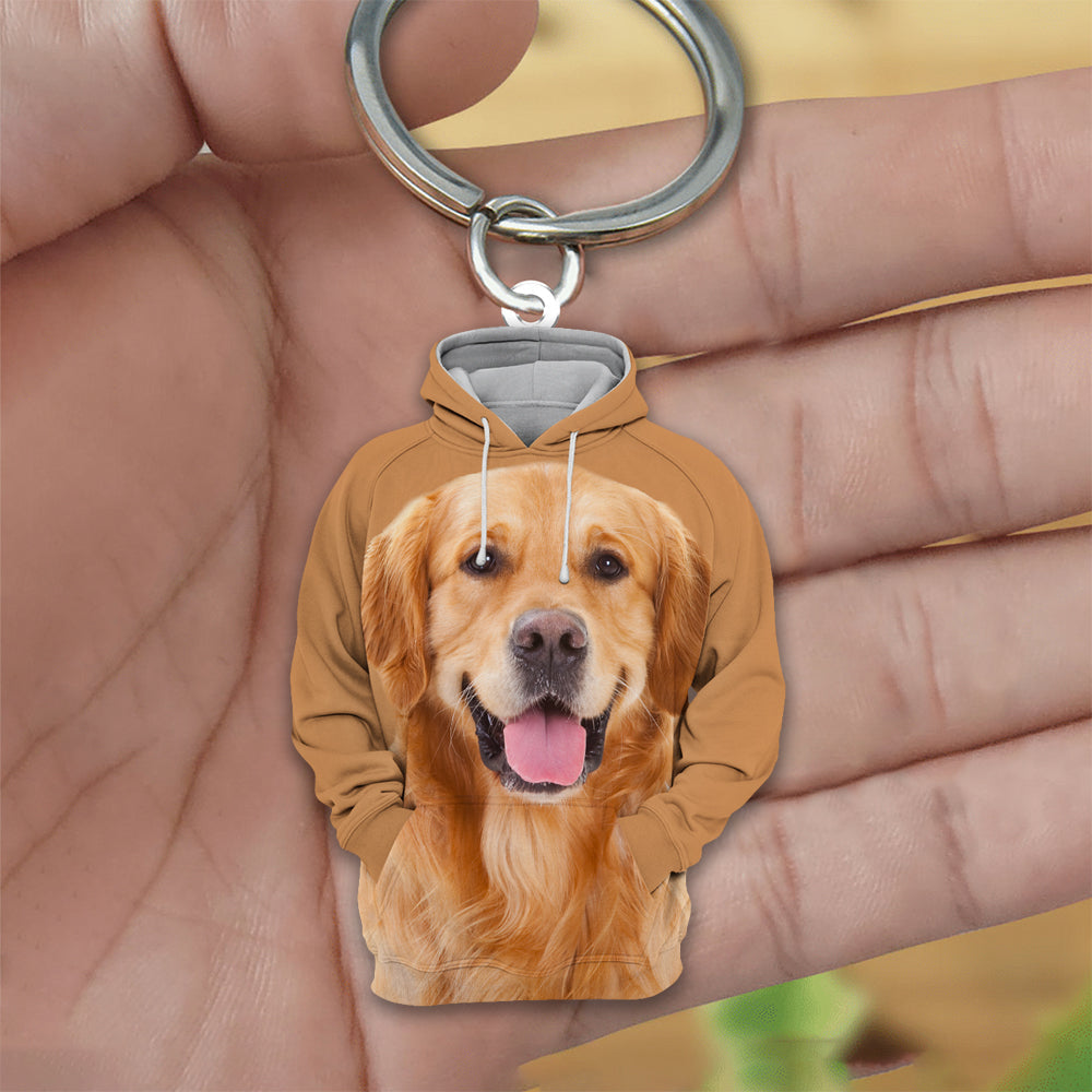 Golden Retriever 3D Graphic Hoodie Acrylic Keychain