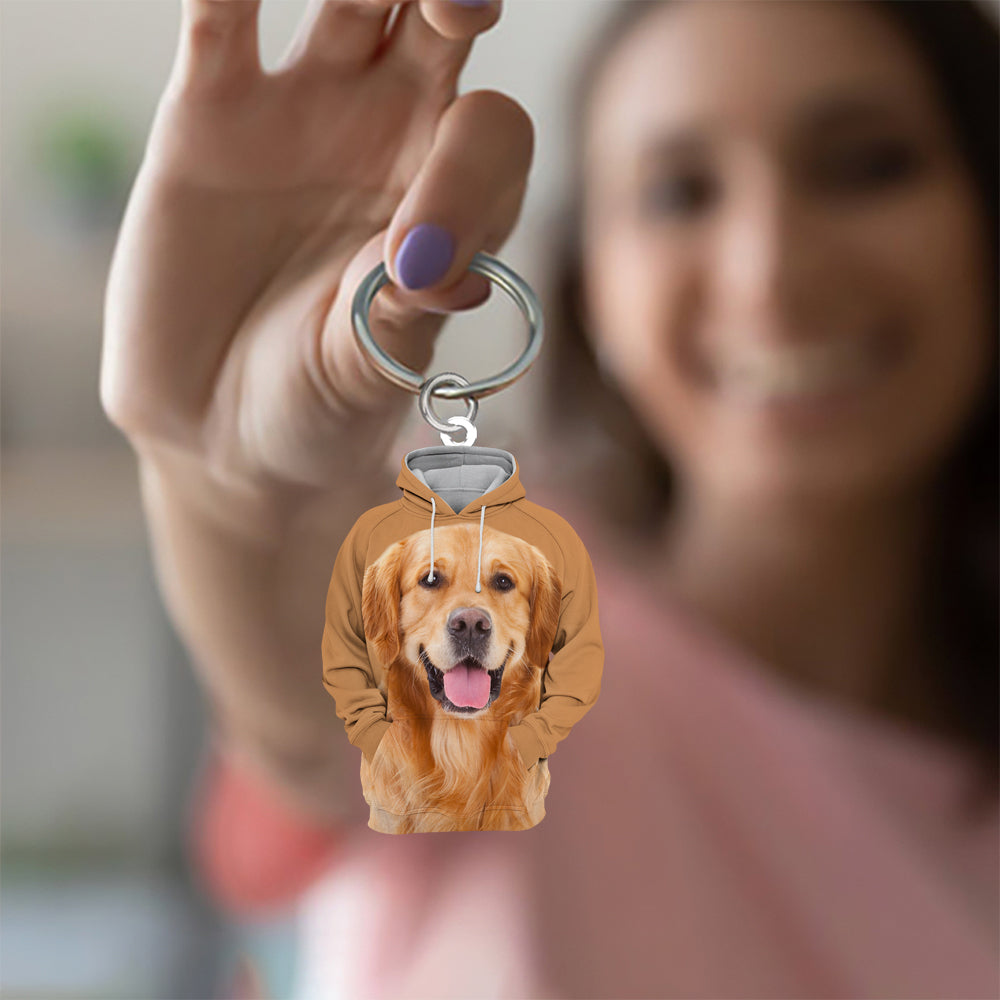 Golden Retriever 3D Graphic Hoodie Acrylic Keychain