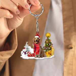 Golden Retriever03 Early Merry Christma Acrylic Keychain