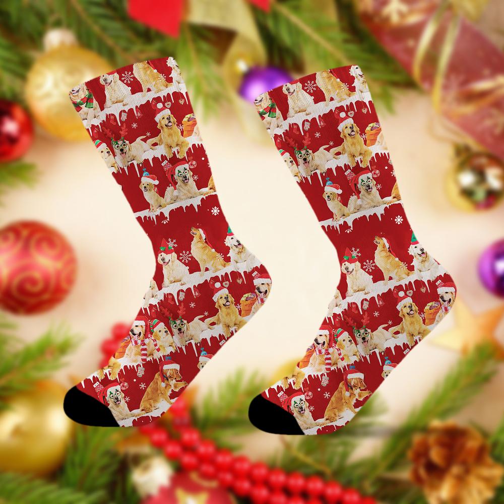 Golden Retriever Merry Christmas Socks