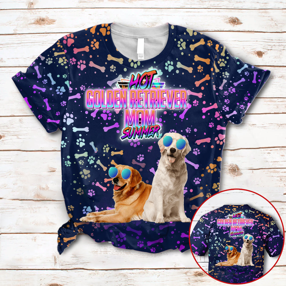 Hot Golden Retriever Mom Summer Neon Tropical Desing 3D All Over Print T-Shirt