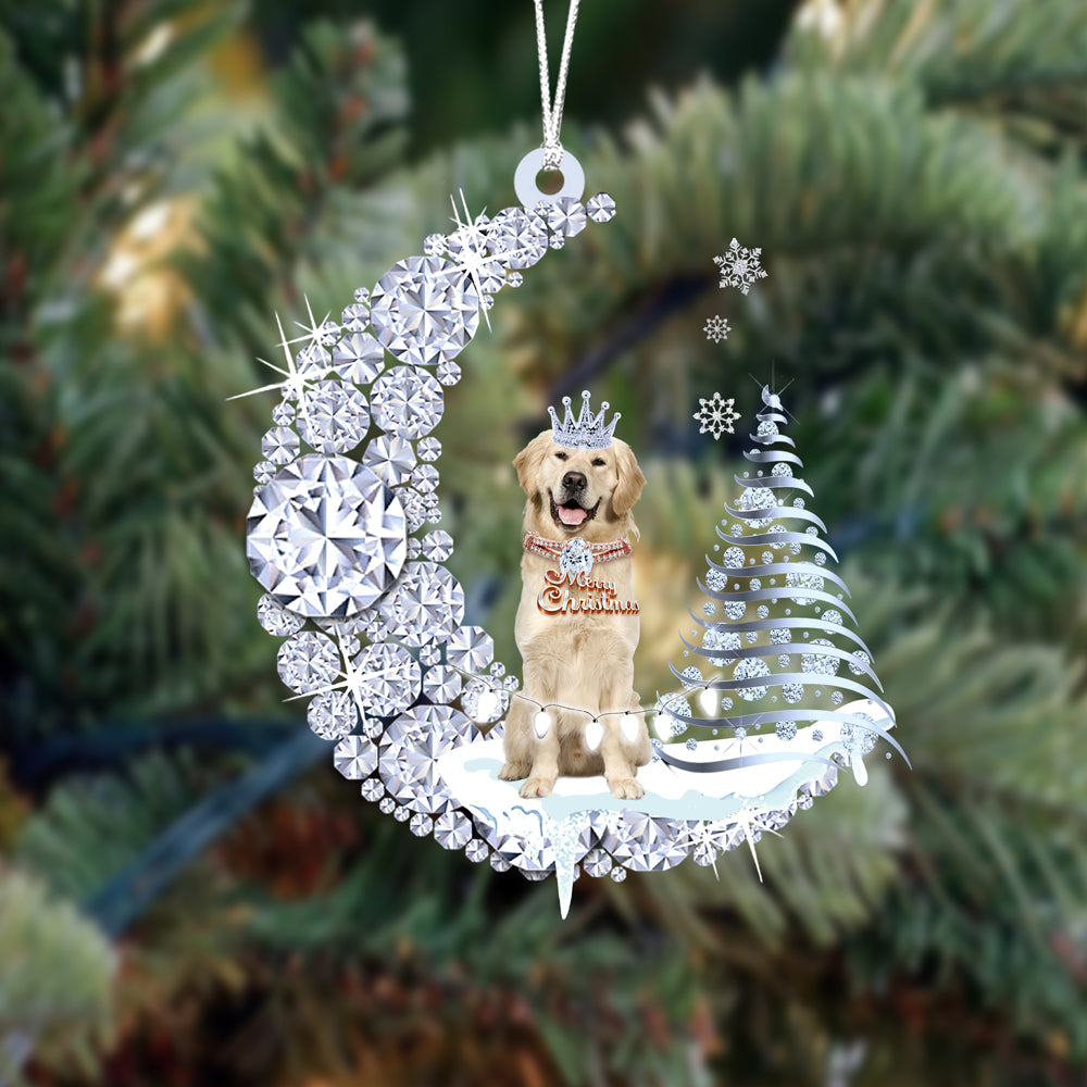 Golden Retriever (6)Diamond Moon Merry Christmas Ornament