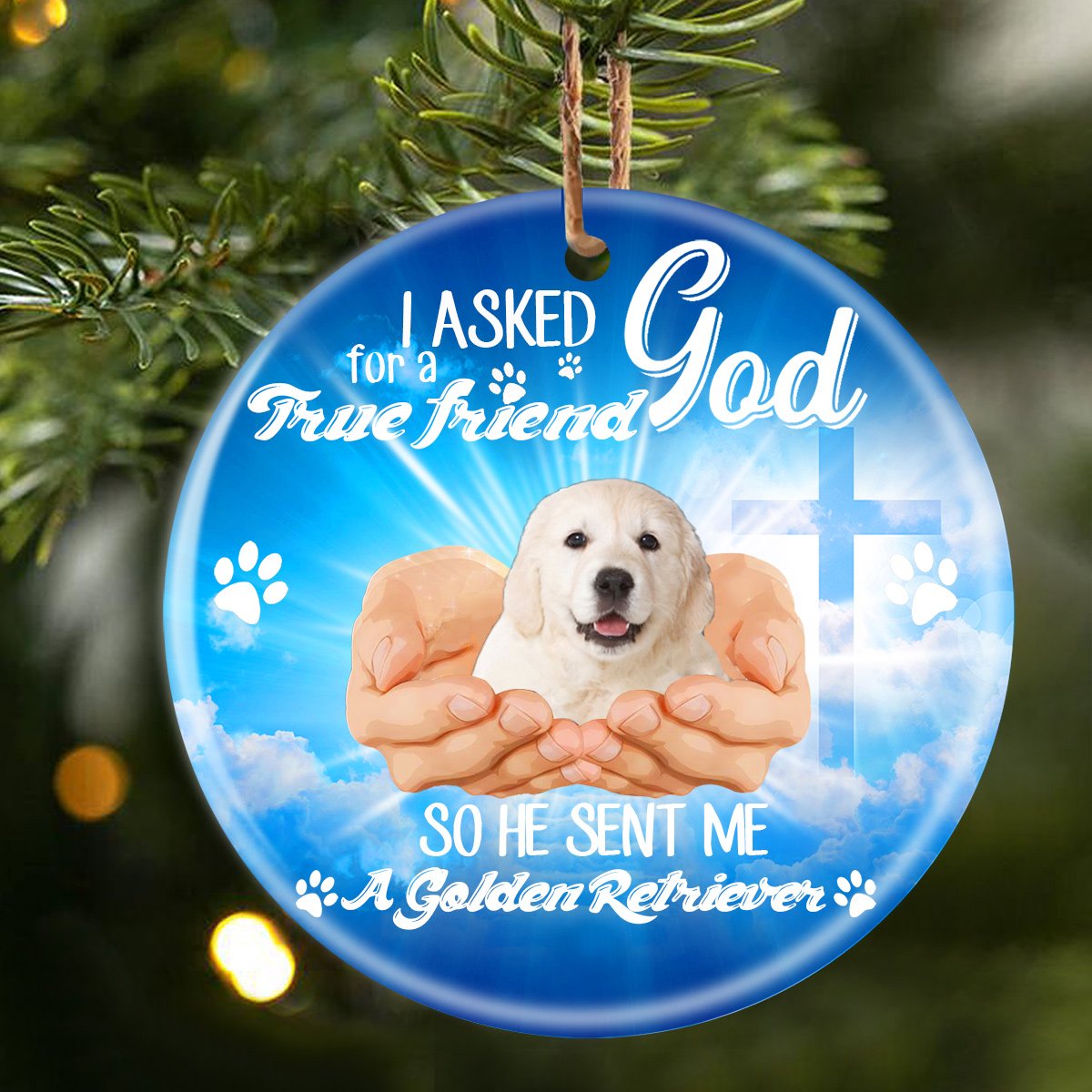 God Send Me A/An Golden Retriever 2 Porcelain/Ceramic Ornament
