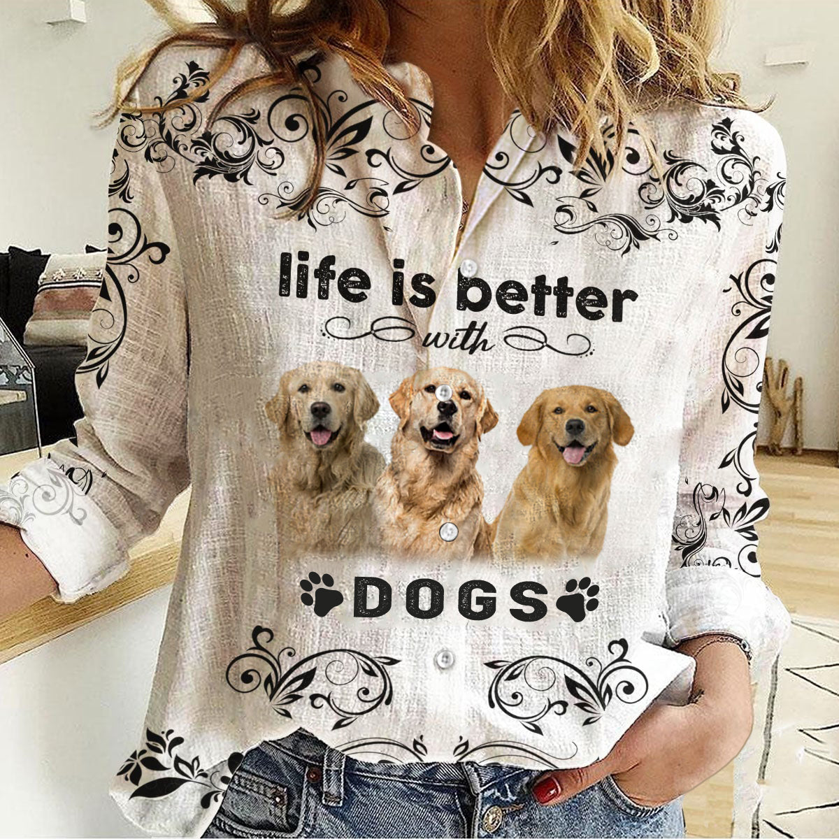Golden Retriever  -Life Is Better With Dogs Women's Long-Sleeve Shirt