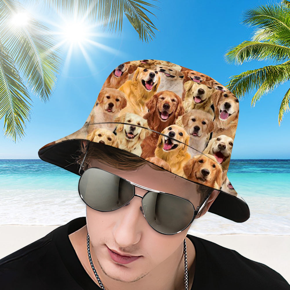 A Bunch Of Golden Retrievers Bucket Hat