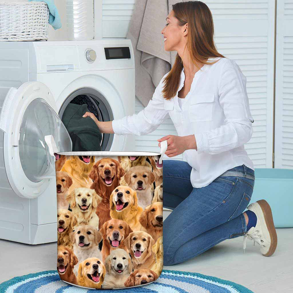 A Bunch Of Golden Retrievers Laundry Basket