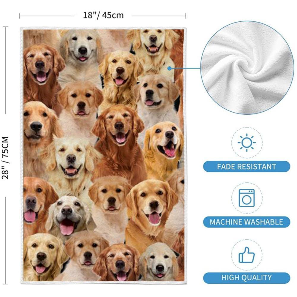A Bunch Of Golden Retrievers Kitchen Towel