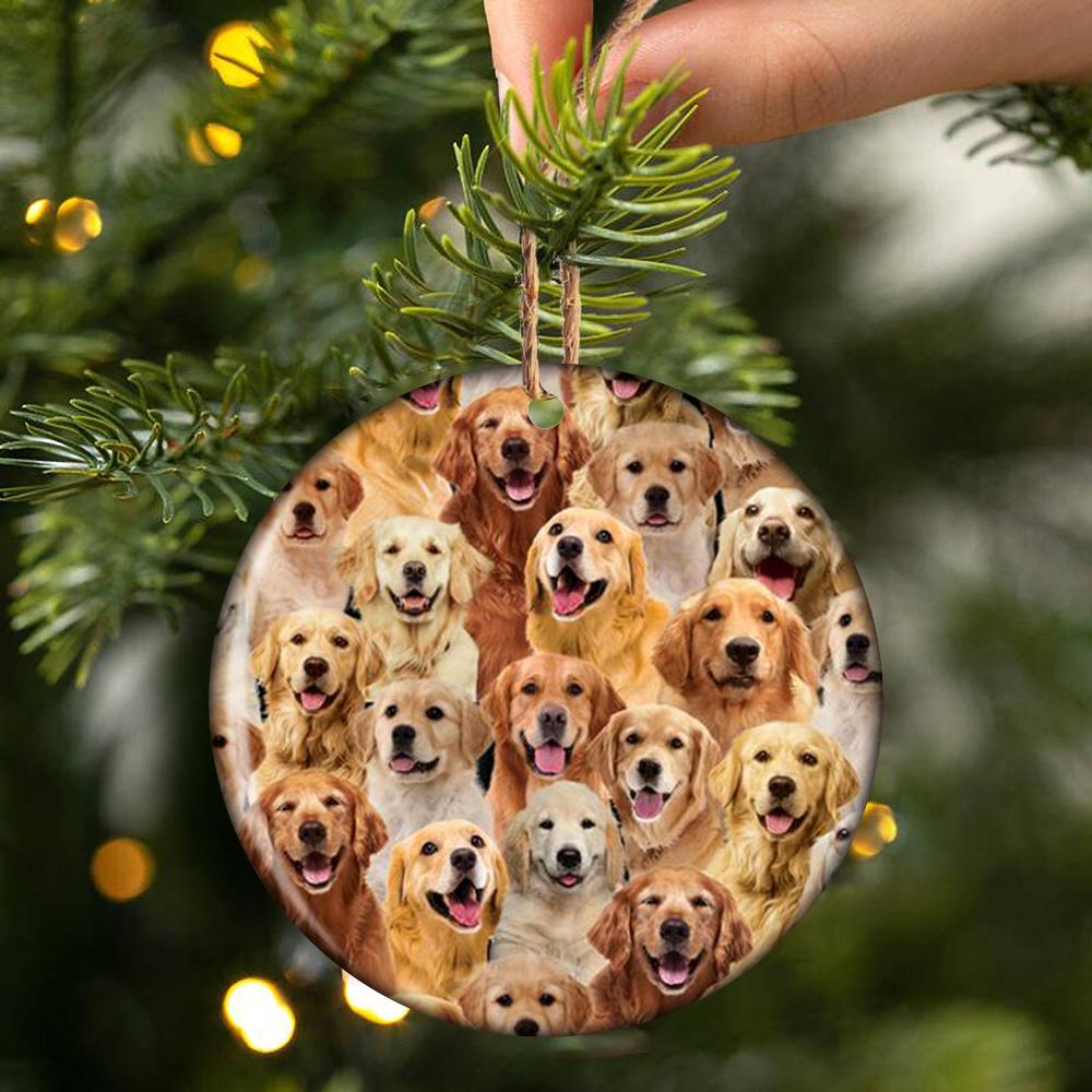A Bunch Of Golden Retrievers Porcelain/Ceramic Ornament