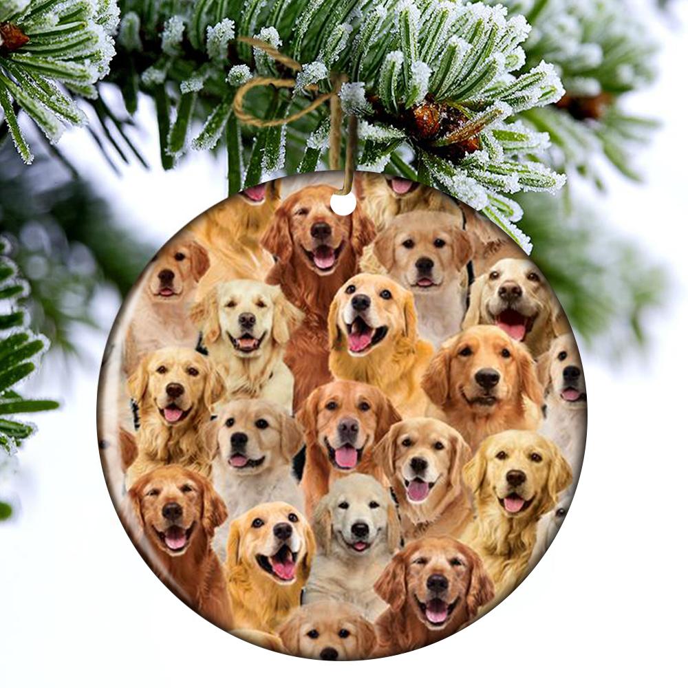 A Bunch Of Golden Retrievers Porcelain/Ceramic Ornament