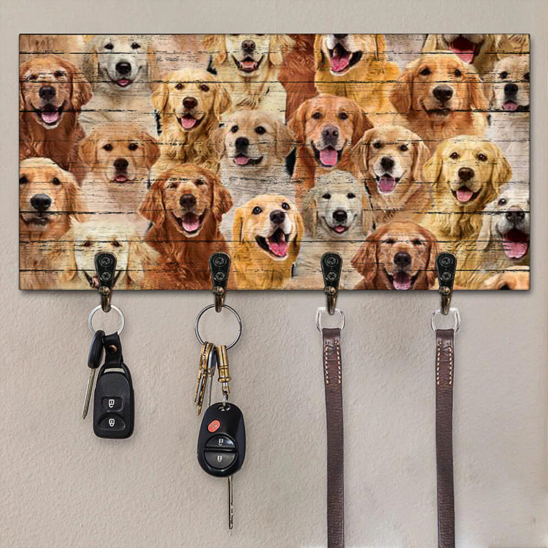 A Bunch Of Golden Retrievers Key Hanger