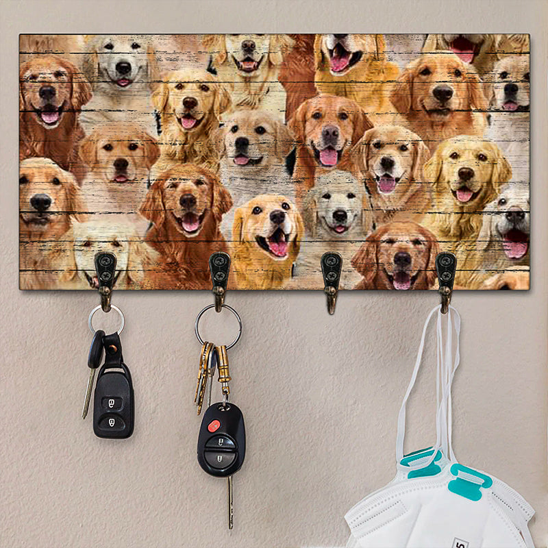 A Bunch Of Golden Retrievers Key Hanger