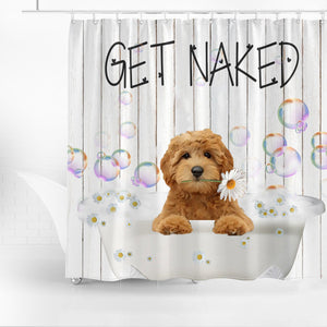 Goldendoodle Get Naked Daisy Shower Curtain