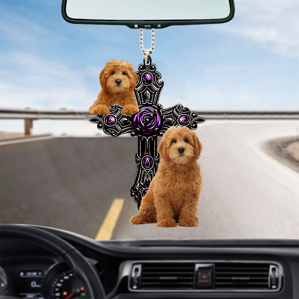 Goldendoodle Pray For God Car Hanging Ornament