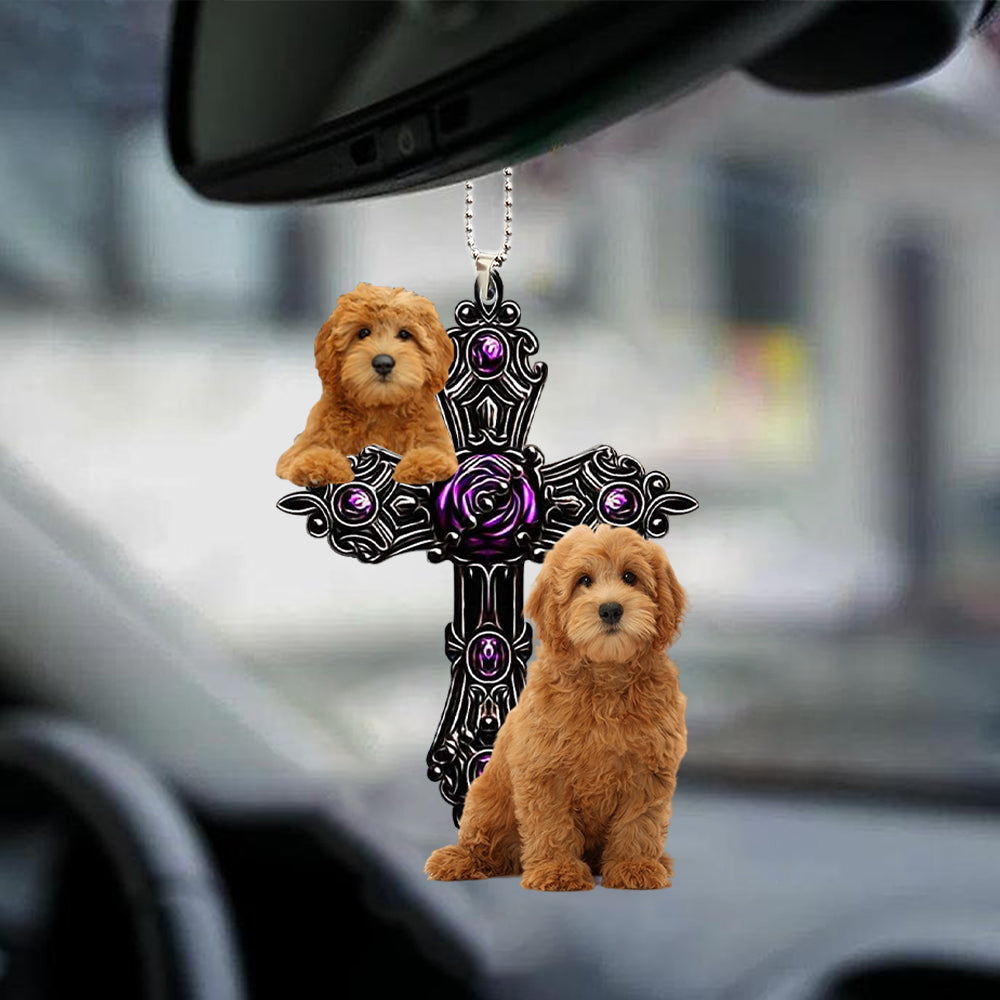 Goldendoodle Pray For God Car Hanging Ornament