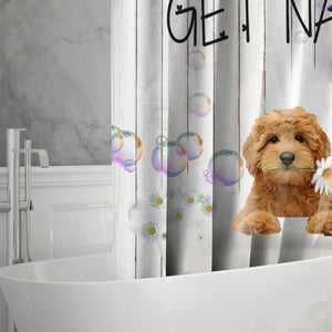 Goldendoodle Get Naked Daisy Shower Curtain