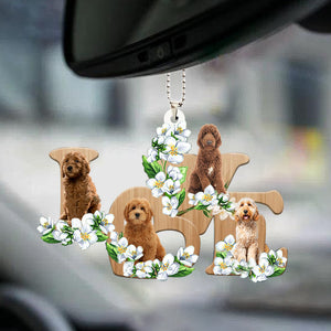 Goldendoodle Love Flowers Dog Lover Car Hanging Ornament