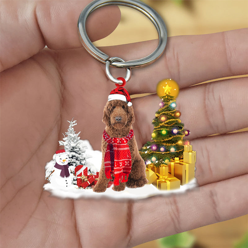 Goldendoodle Early Merry Christma Acrylic Keychain