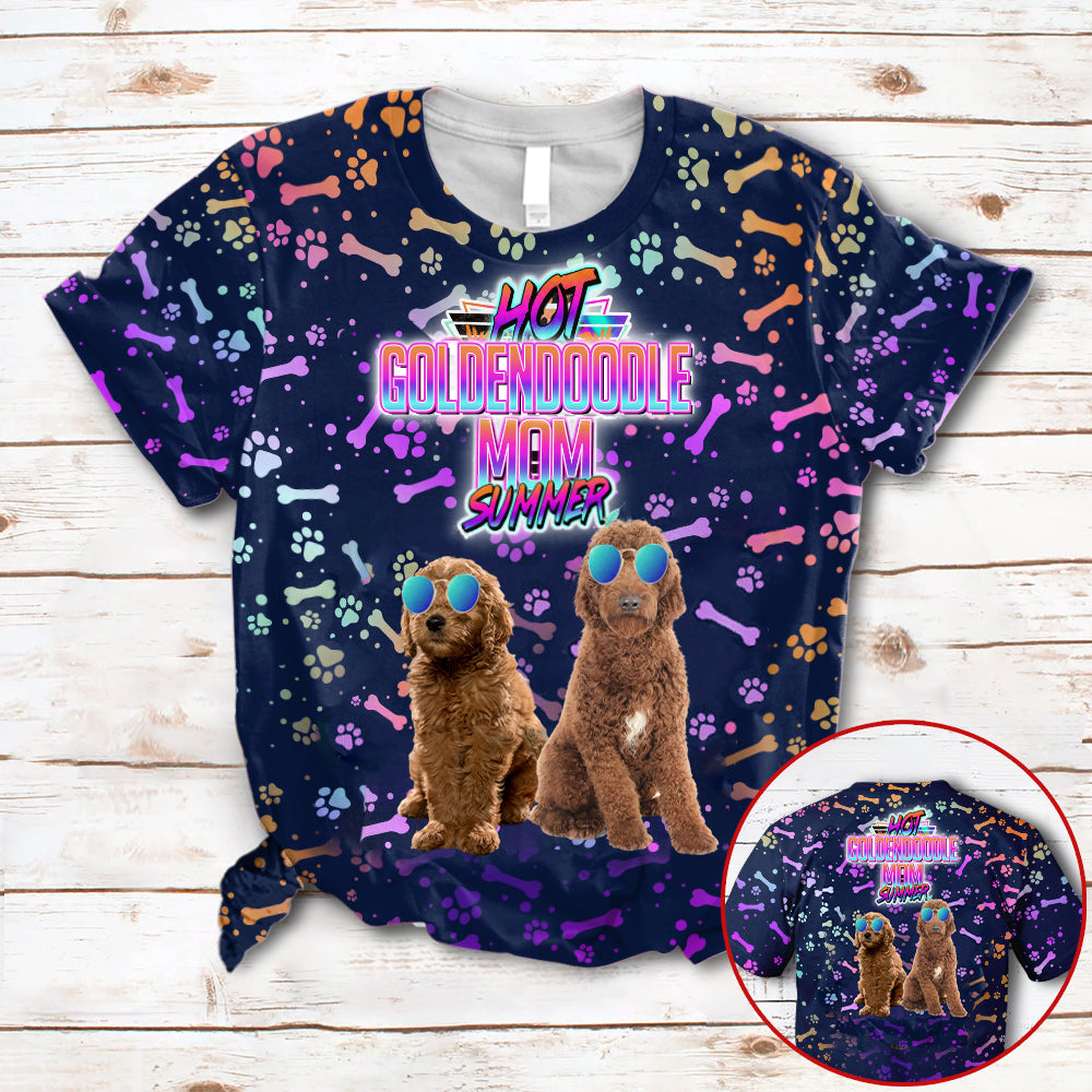Hot Goldendoodle Mom Summer Neon Tropical Desing 3D All Over Print T-Shirt