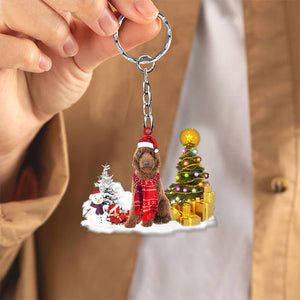 Goldendoodle Early Merry Christma Acrylic Keychain