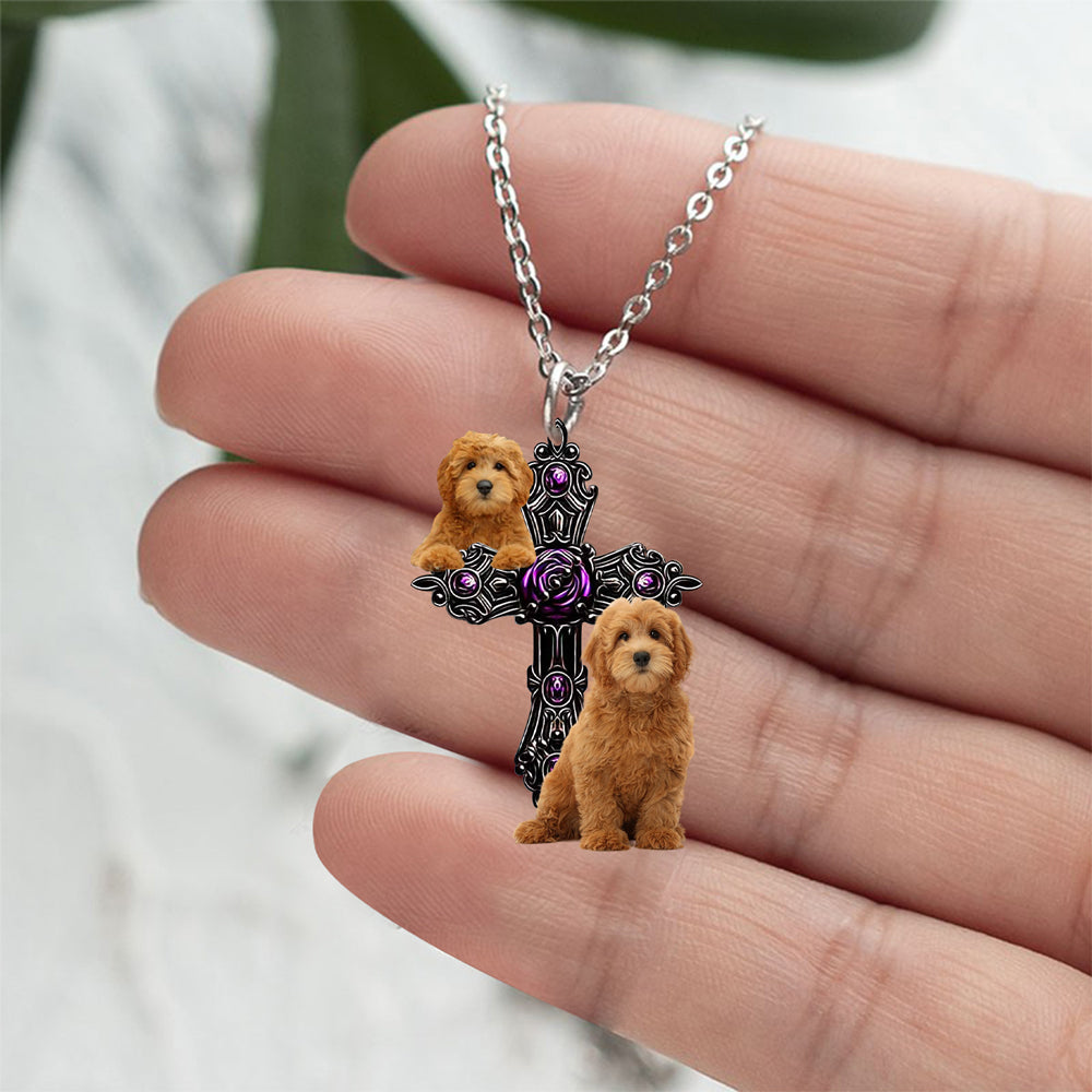 Goldendoodle Pray For God Stainless Steel Necklace