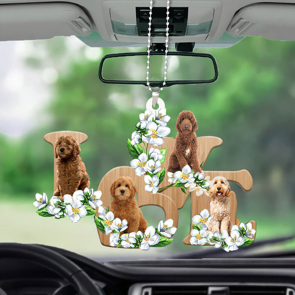 Goldendoodle Love Flowers Dog Lover Car Hanging Ornament