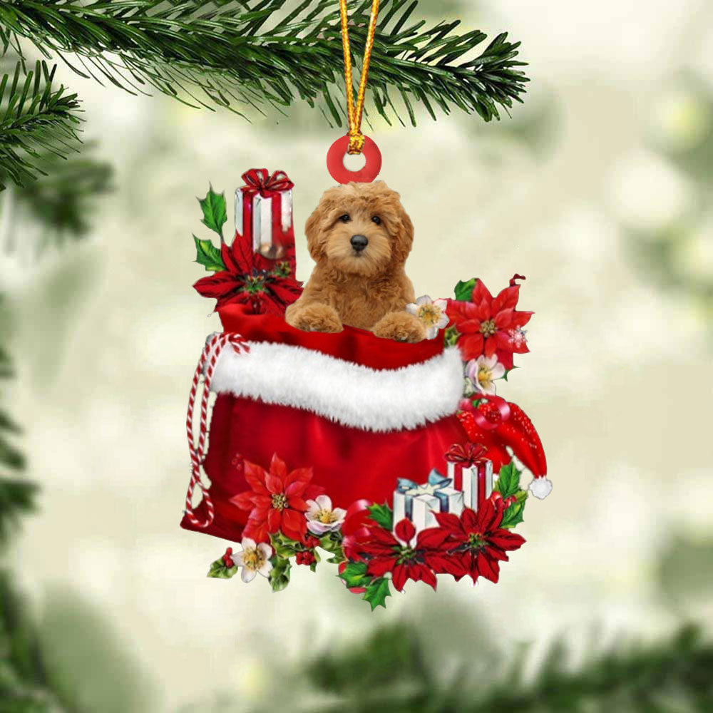 Goldendoodle In Gift Bag Christmas Ornament