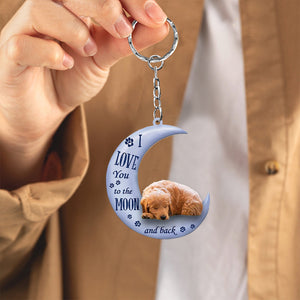Goldendoodle I Love You To The Moon And Back Flat Acrylic Keychain