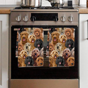 A Bunch Of Goldendoodles Kitchen Towel