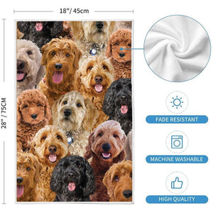 A Bunch Of Goldendoodles Kitchen Towel