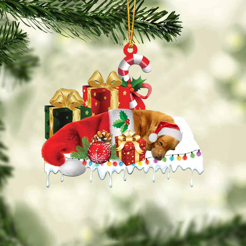 Golden retriever Merry Christmas Hanging Ornament-0211