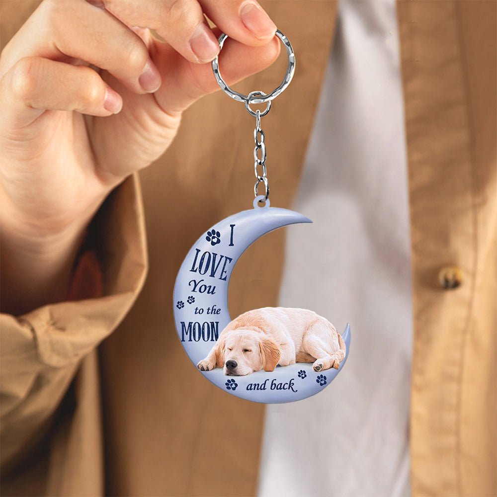 Golden retriever I Love You To The Moon And Back Flat Acrylic Keychain