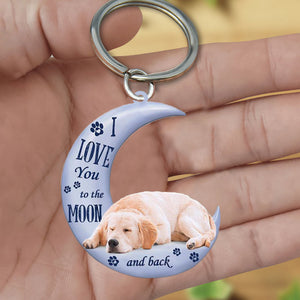 Golden retriever I Love You To The Moon And Back Flat Acrylic Keychain