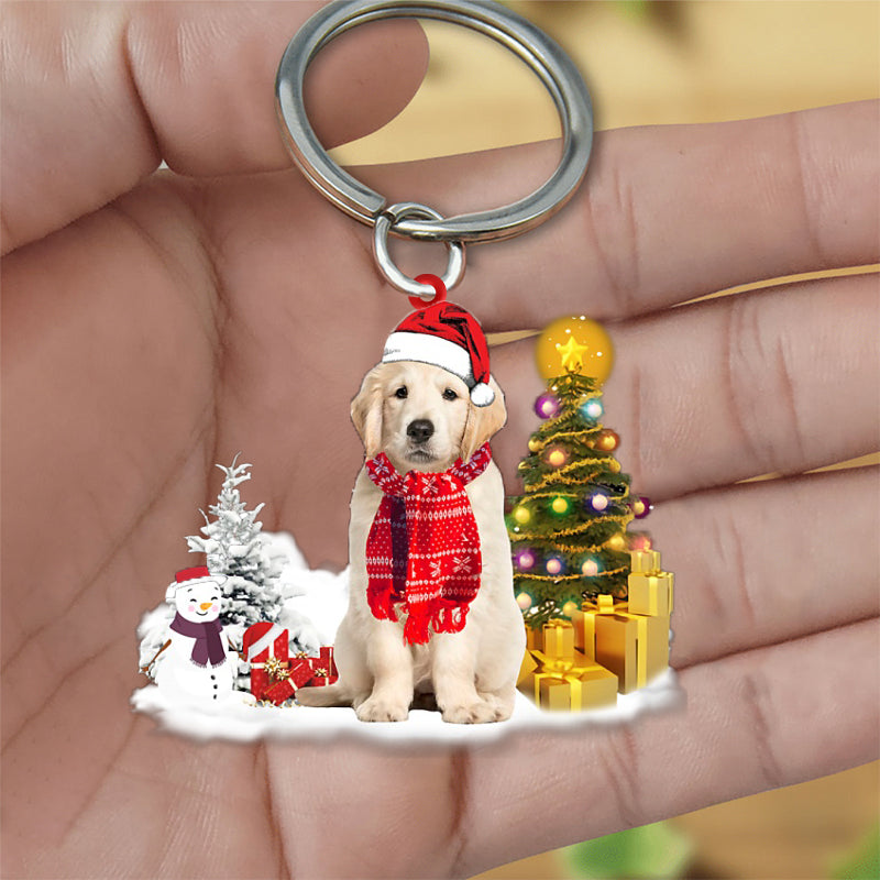 Golden retriever02  Early Merry Christma Acrylic Keychain