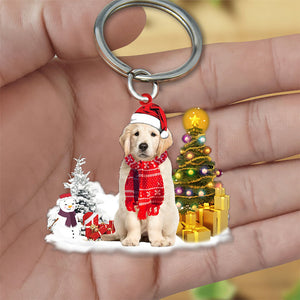 Golden retriever02  Early Merry Christma Acrylic Keychain