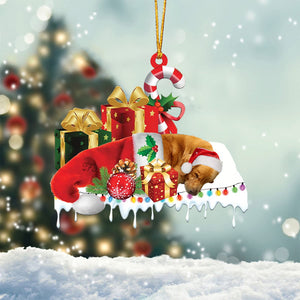 Golden retriever Merry Christmas Hanging Ornament-0211