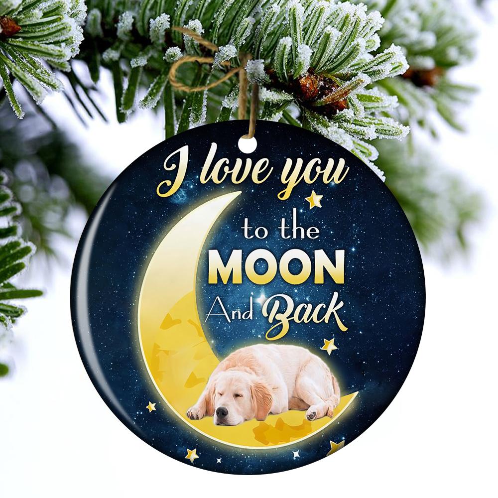 Golden Retriever I Love You To The Moon And Back Porcelain/Ceramic Ornament