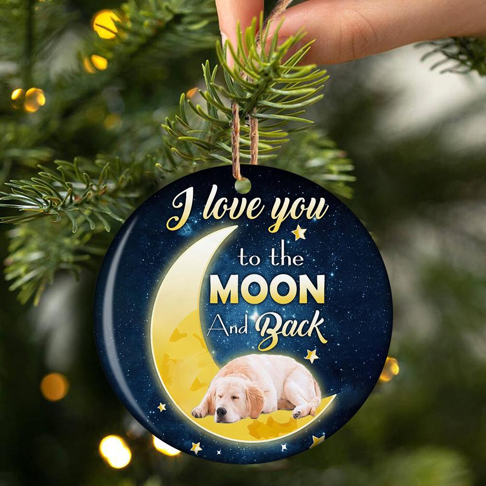 Golden Retriever I Love You To The Moon And Back Porcelain/Ceramic Ornament