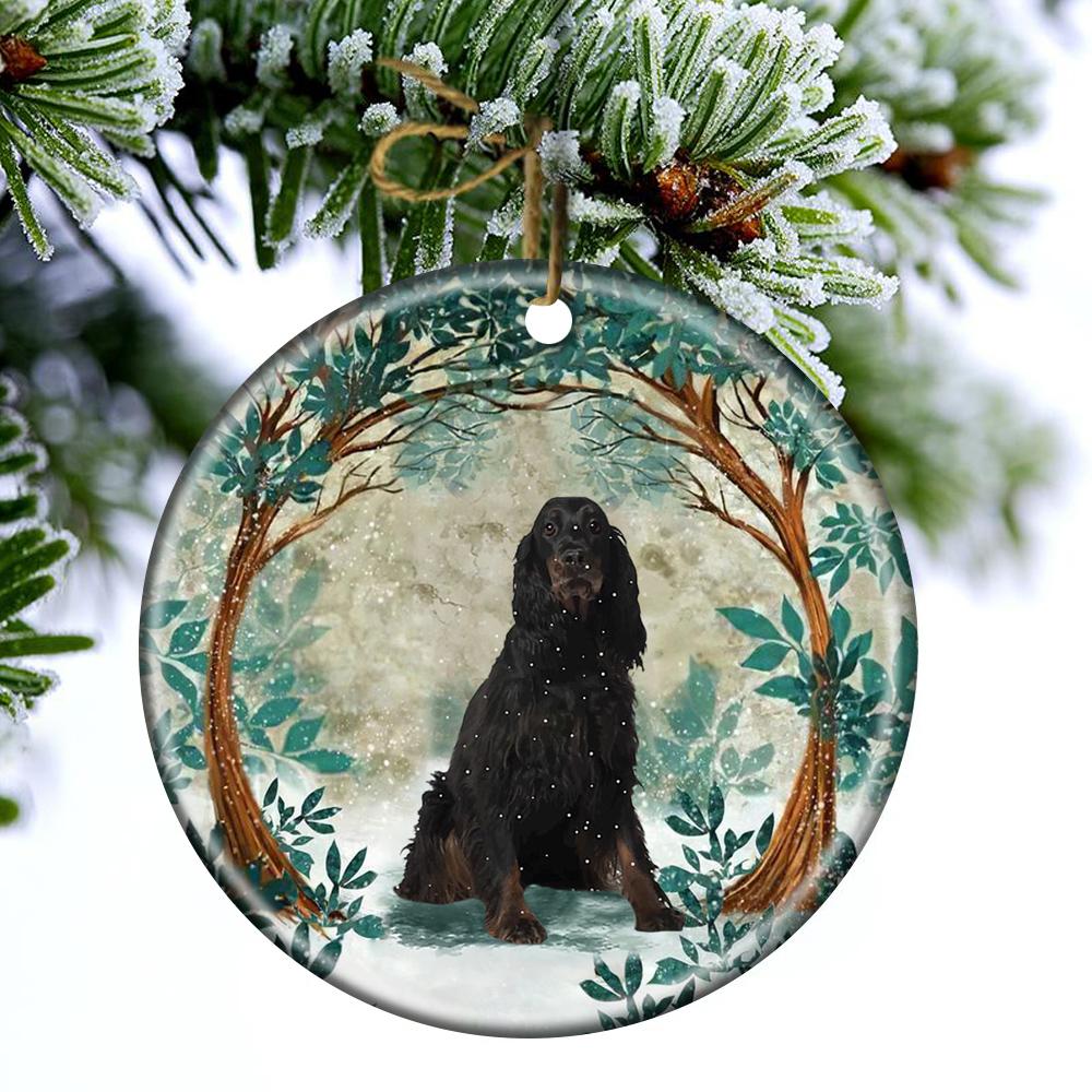 Gordon Setter Among Forest Porcelain/Ceramic Ornament