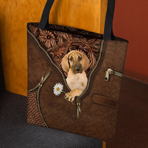 Great Dane Holding Daisy Tote Bag