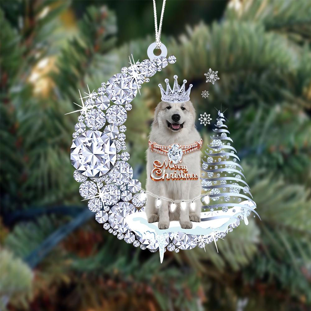 Great Pyrenees Diamond Moon Merry Christmas Ornament