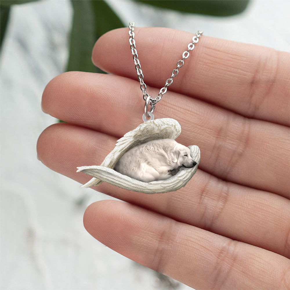 Great pyrenees Sleeping Angel Stainless Steel Necklace