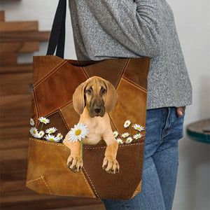 Great Dane Holding Daisy All Over Printed Tote Bag