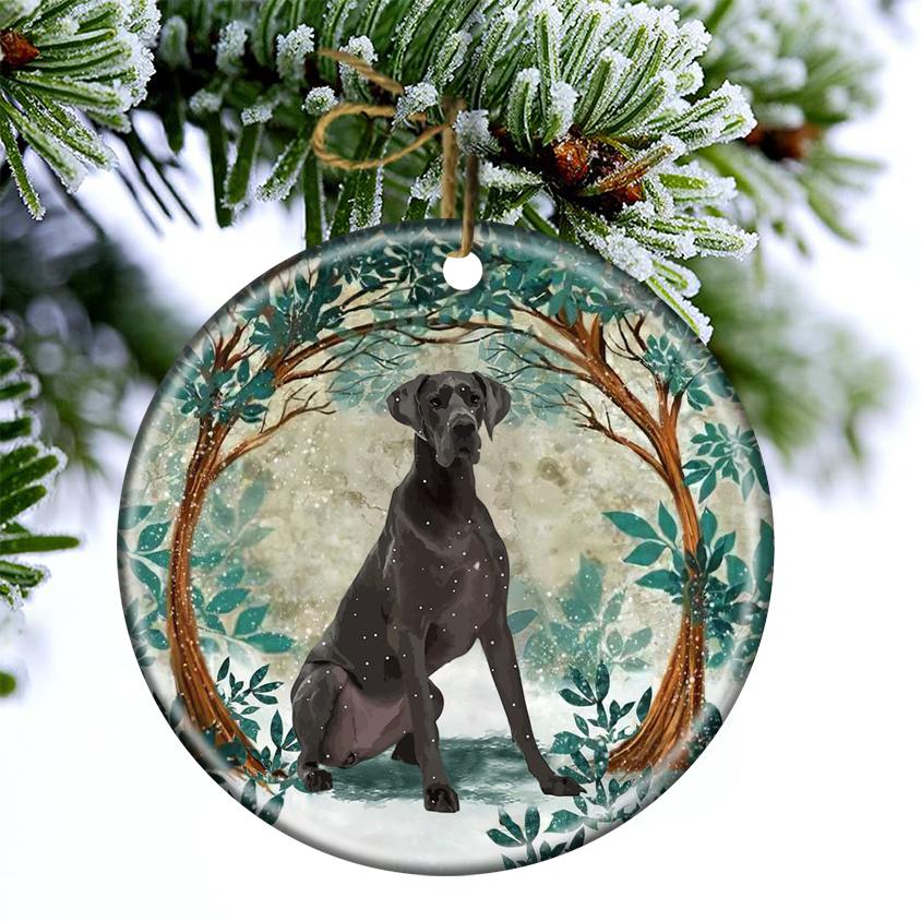 Great Dane Among Forest Porcelain/Ceramic Ornament