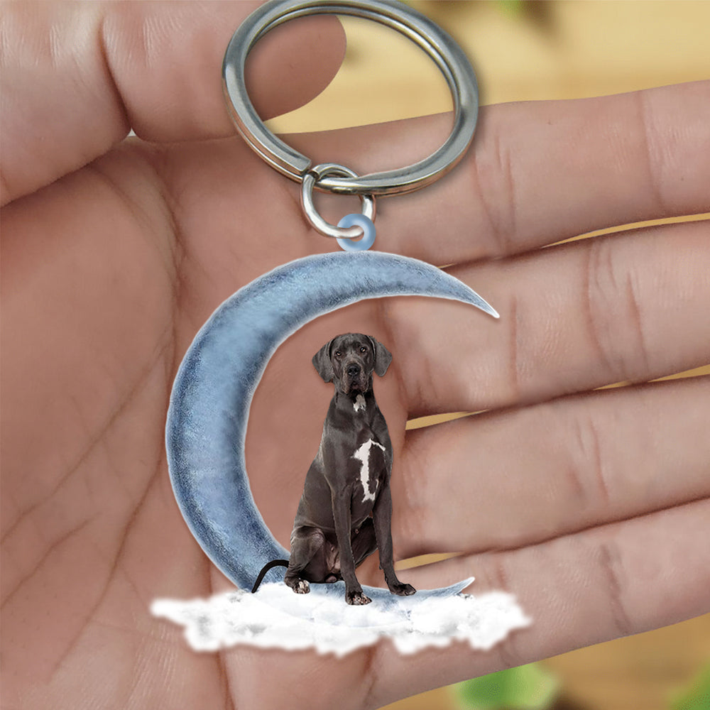 Great Dane  On The Moon Flat Acrylic Keychain
