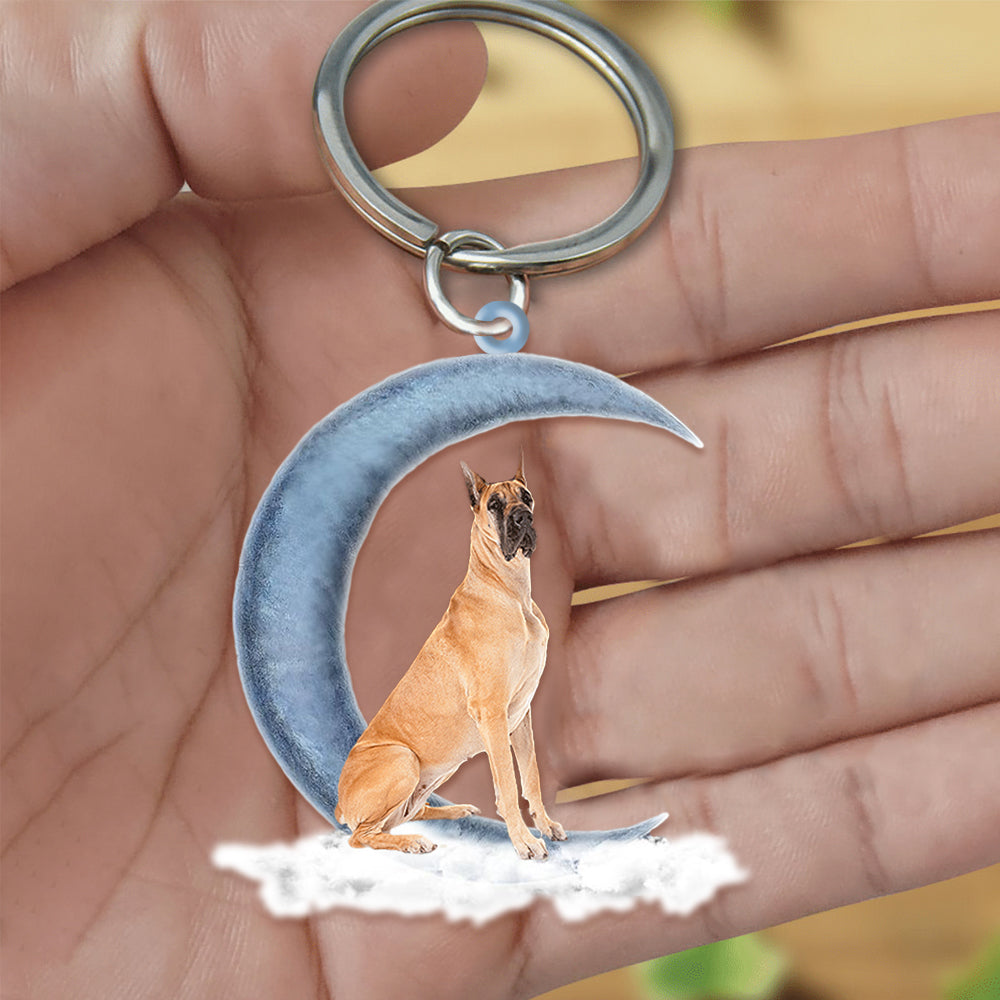 Great Dane  On The Moon Flat Acrylic Keychain