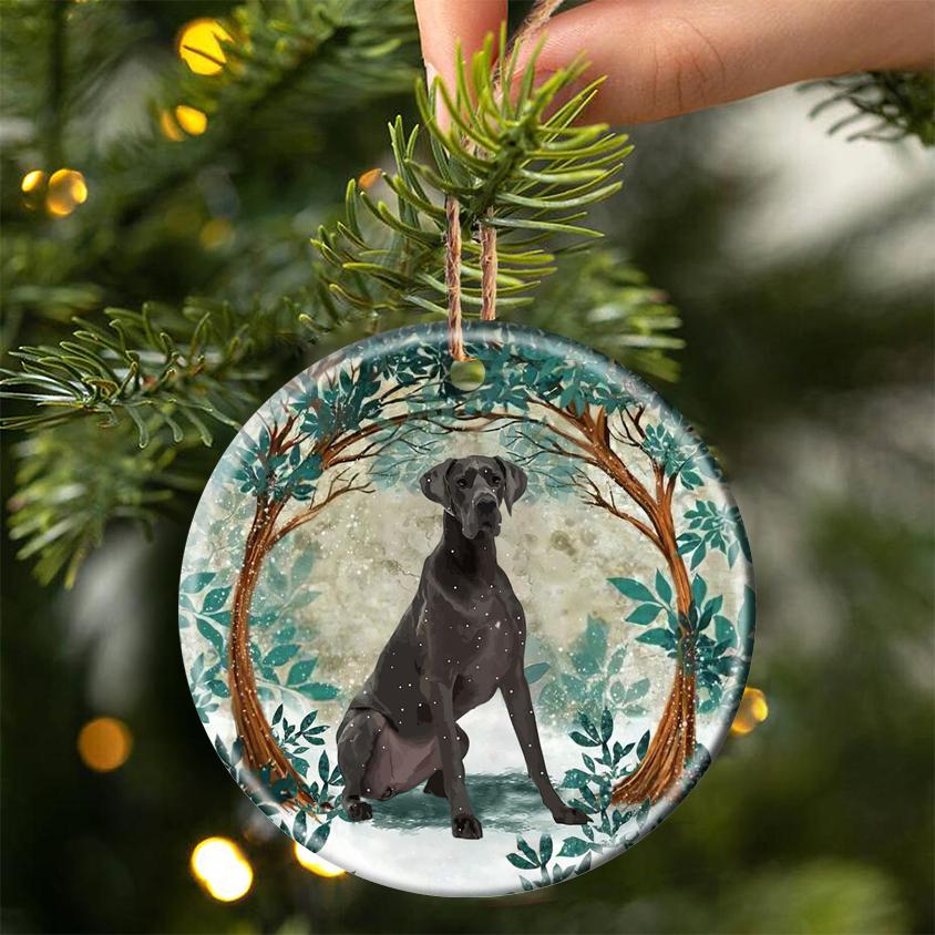 Great Dane Among Forest Porcelain/Ceramic Ornament
