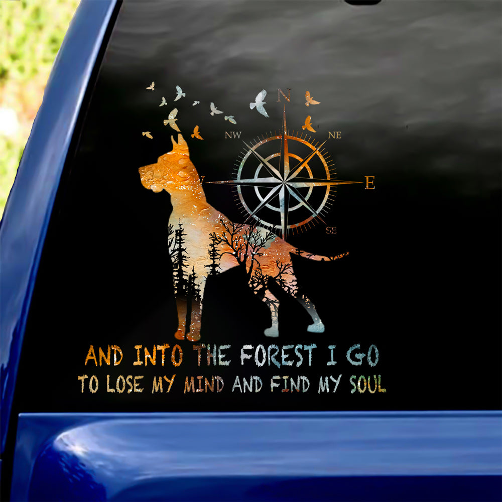 Great Dane Into The Forest I Go To Lose My Mind And Find My Soul Car/ Door/ Fridge/ Laptop Sticker V1