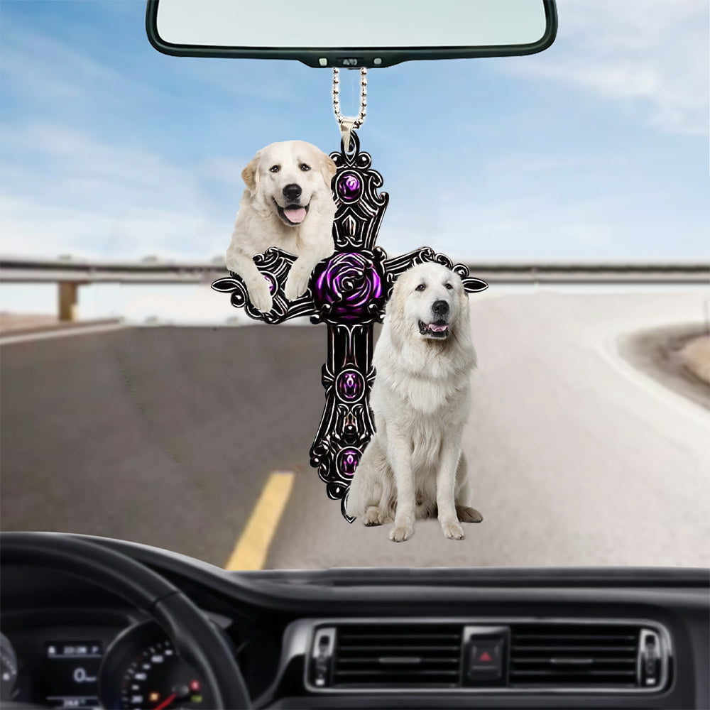 Great Pyrenees Pray For God Car Hanging Ornament
