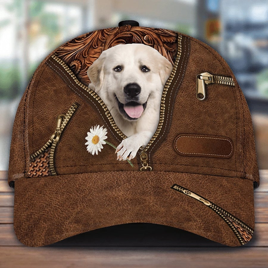 Great Pyrenees Holding Daisy Unisex Cap