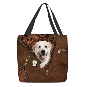 Great Pyrenees Holding Daisy Tote Bag